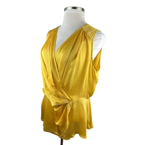 NWT Melissa McCarthy Seven7 Drape Faux Wrap Sleeveless Satin Blouse Plus Size 2X - Picture 2 of 15